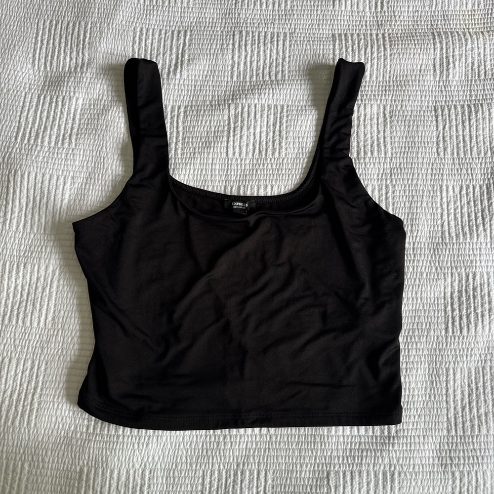 Express Black Fitted Crop Tank Top